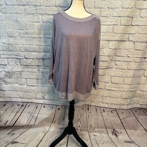 Chico’s Lightweight Sweater Two-Tone Boat Neck NWT Chicos 3 XL Purple